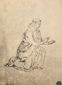 ひざまずいている女性の姿;ラファエルの絵。ギャラリーデルアカデミア、ヴェネツィア 作： Raffaello Sanzio Raphael